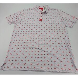 Bogey Bros Golf Polo Shirt Size‎ 2XL White with Red Mulli Graphic Print NWT